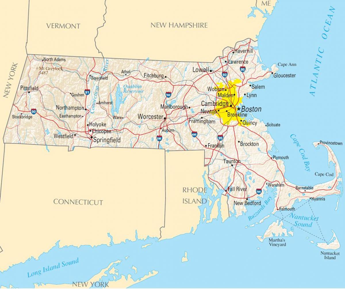 mapa Boston spojené státy