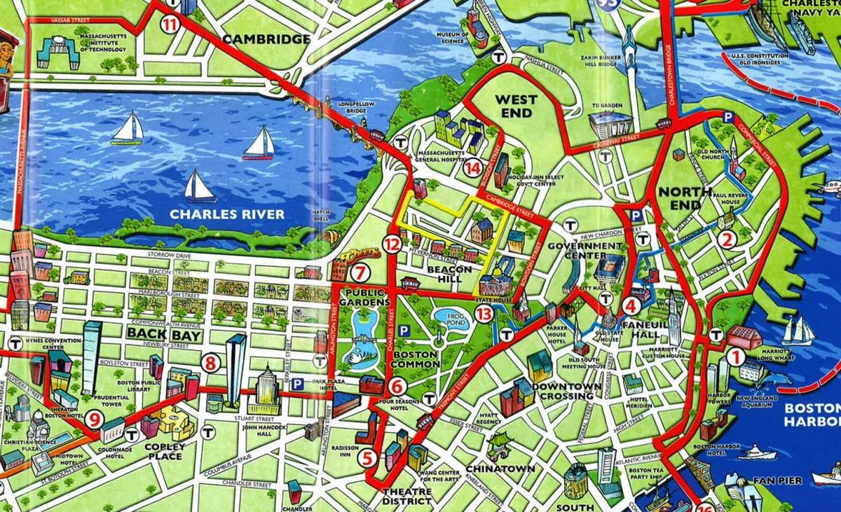 mapa Bostonu atrakcí