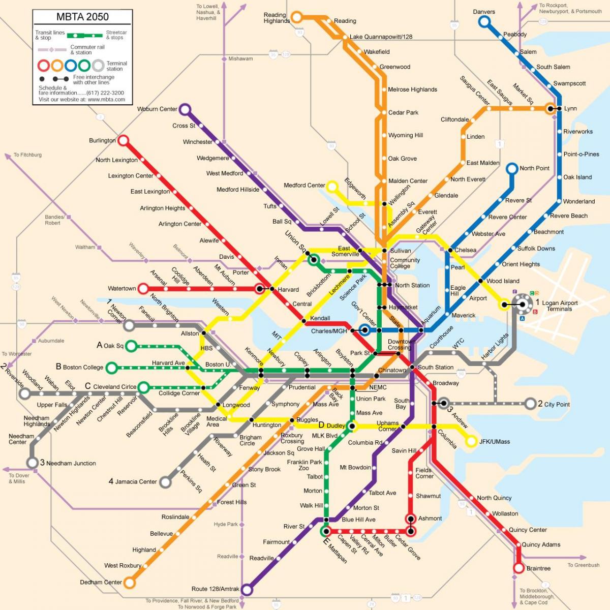 Boston veřejná doprava mapa
