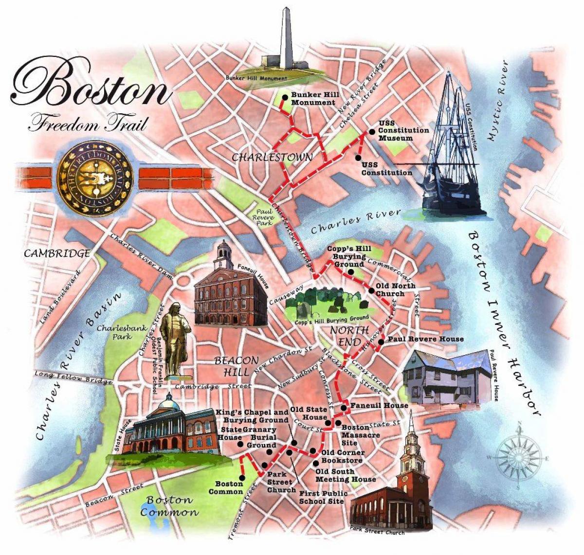 freedom trail Boston mapě