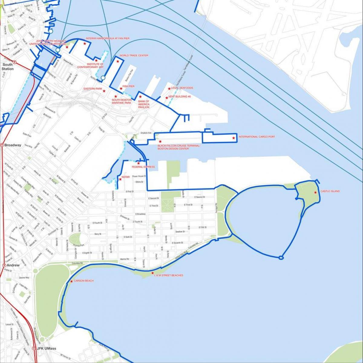 harborwalk Boston mapě