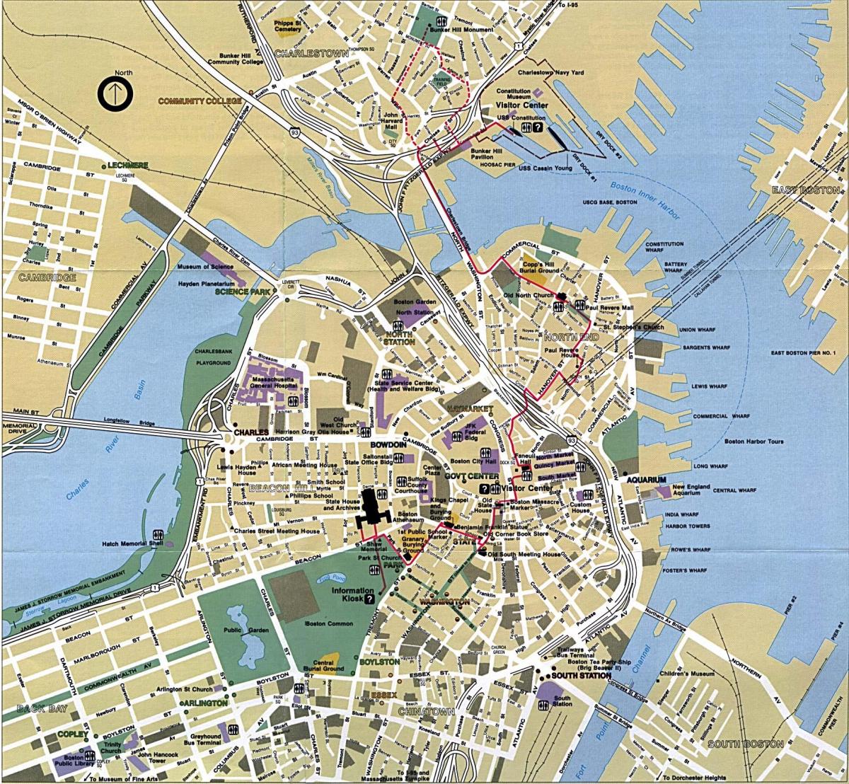 Boston mapa města