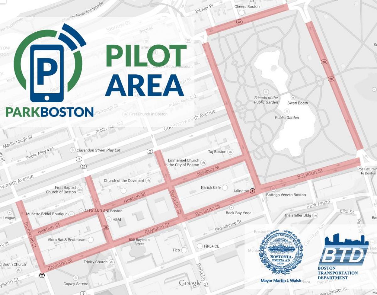 Boston parkovací hodiny mapě