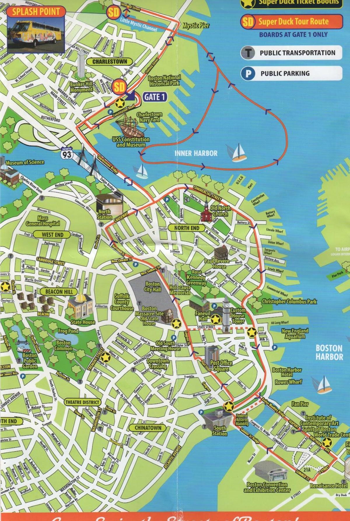 mapa Boston sightseeing