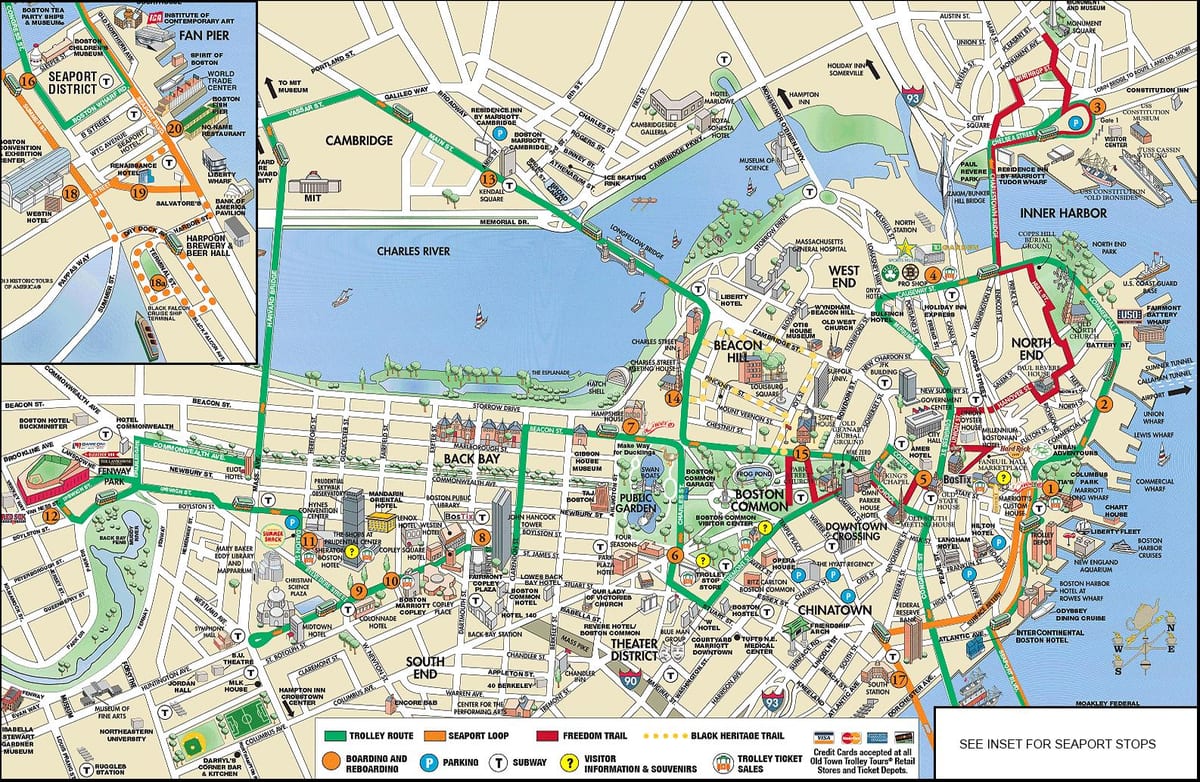 Boston trolley tours mapě