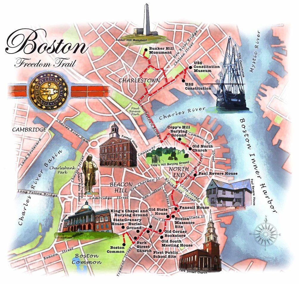 mapa Boston freedom trail