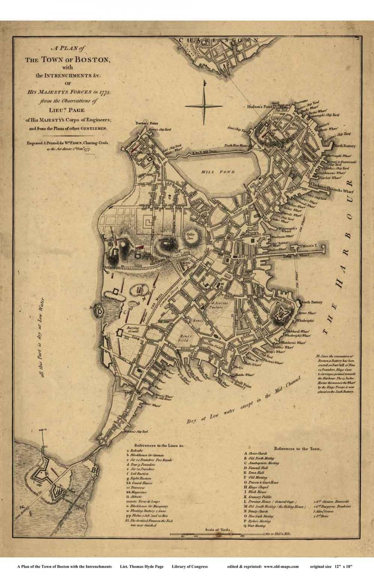 historickou mapu Bostonu