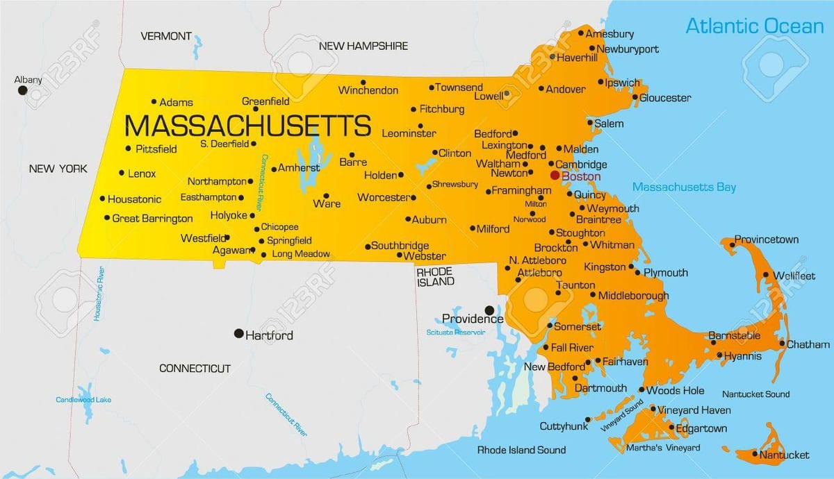 Massachuset mapě