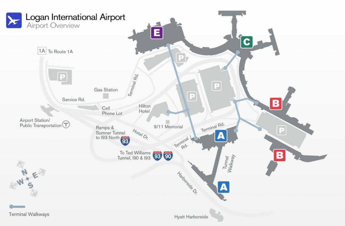 mapa Logan airport terminal b