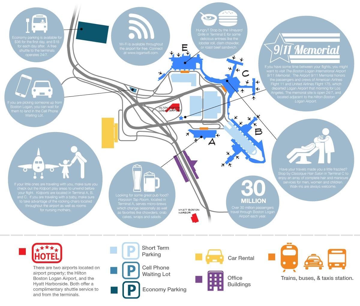 Boston Logan parkování mapě