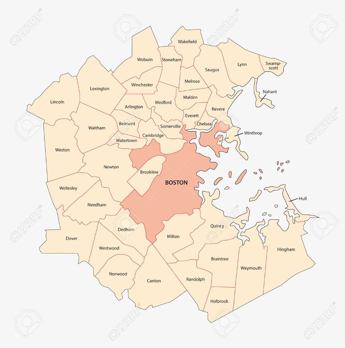 mapa Bostonu