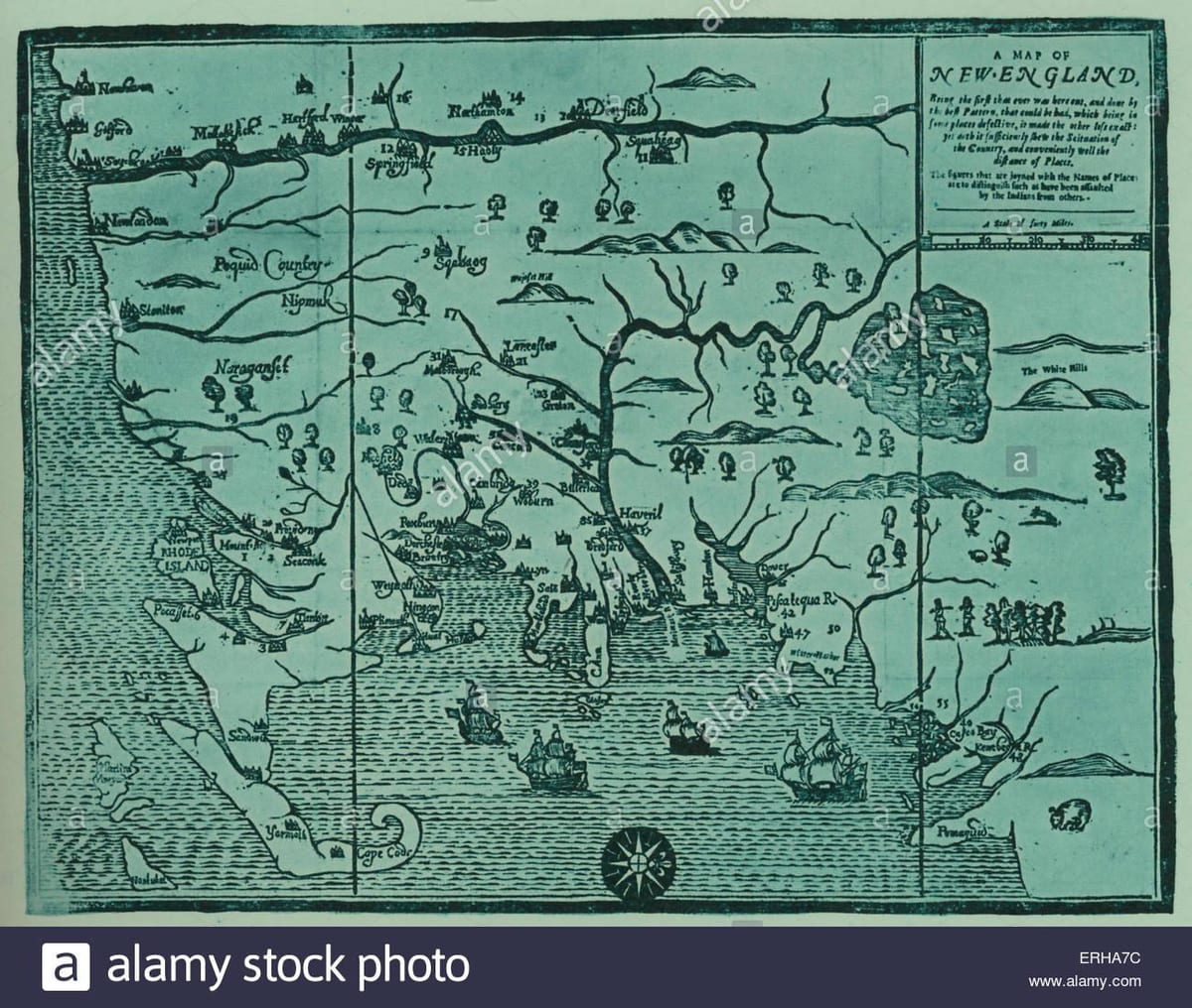 mapa Nové Anglie, usa