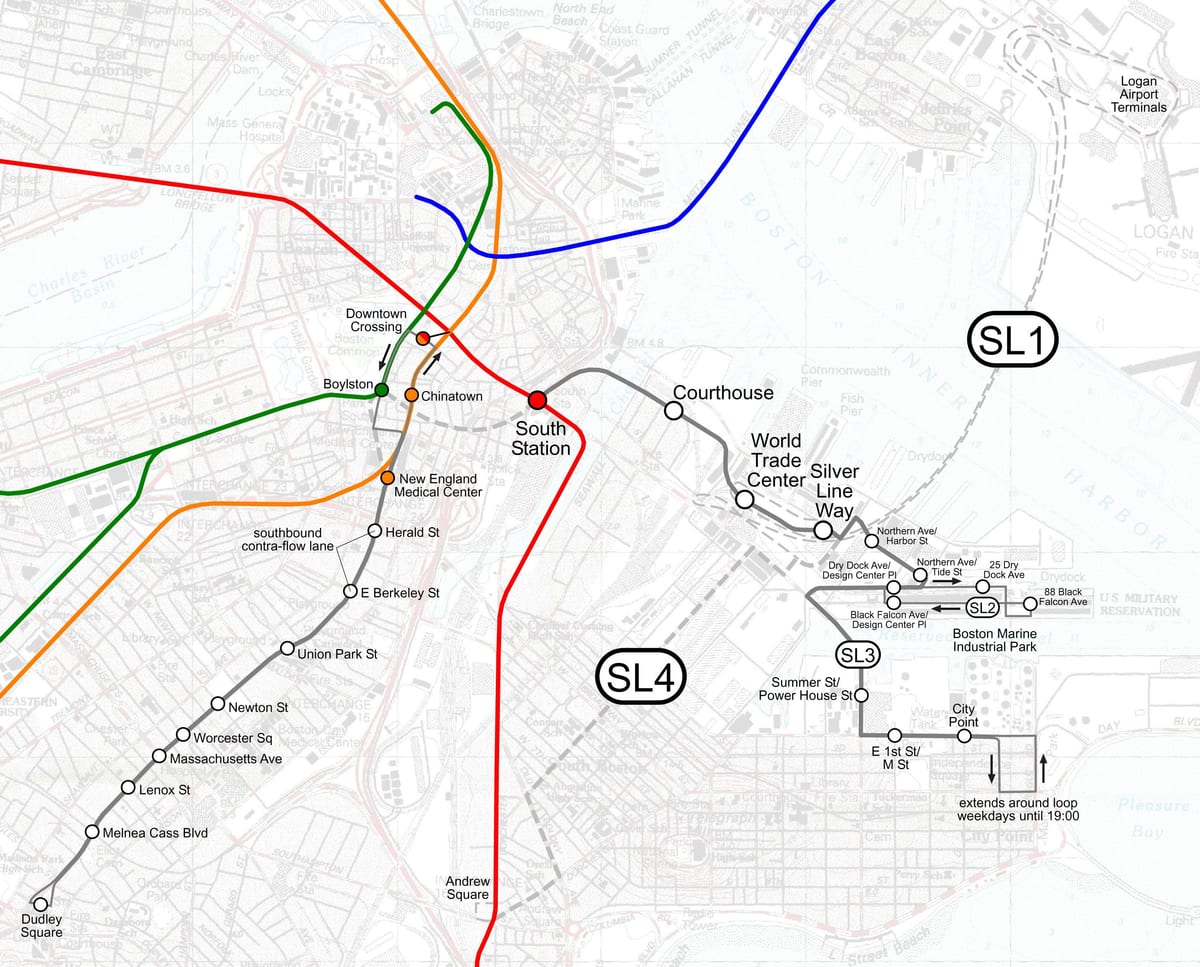 silver line mapu Bostonu