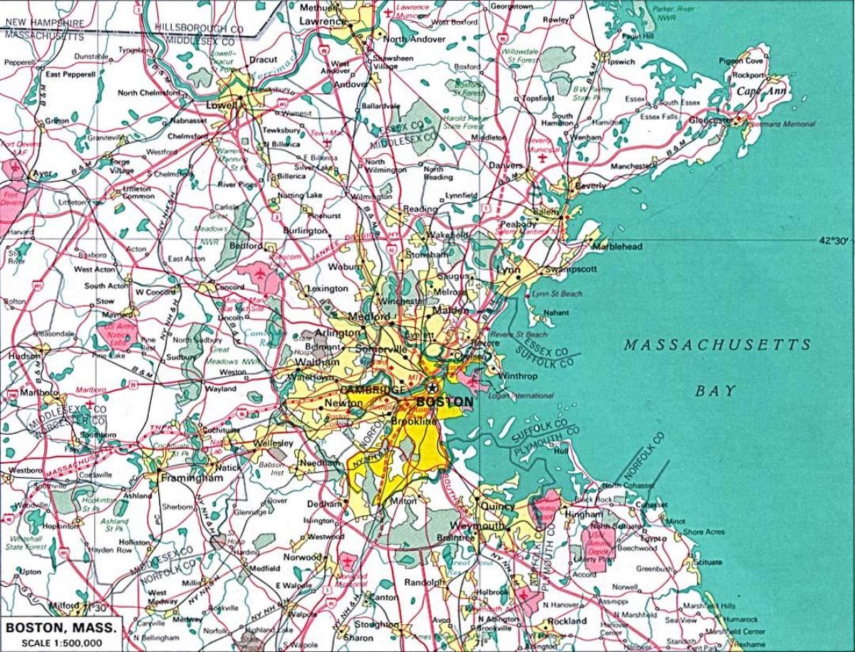 mapa Bostonu