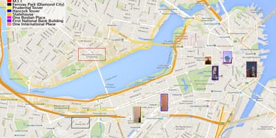 Mapa centra Bostonu