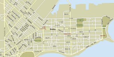 Mapa Bostonu hmoty