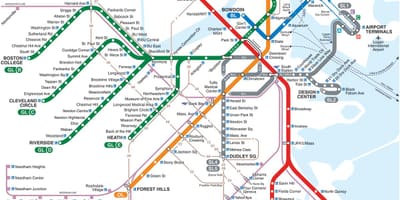 T vlak Boston mapě