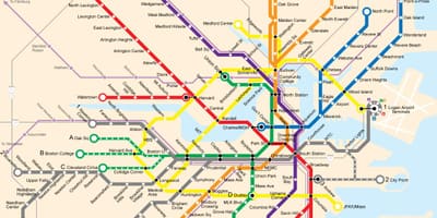 Boston veřejné dopravy mapu