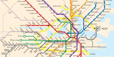 Boston veřejné dopravy mapu