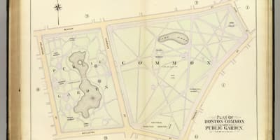 Mapa Boston veřejné zahrady