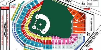 Fenway sedadla mapě