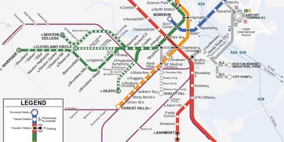 Oranžová čára Boston mapě
