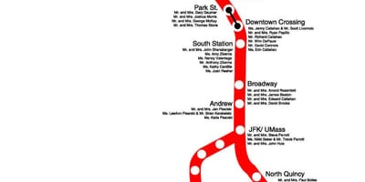 Červená čára Boston mapě